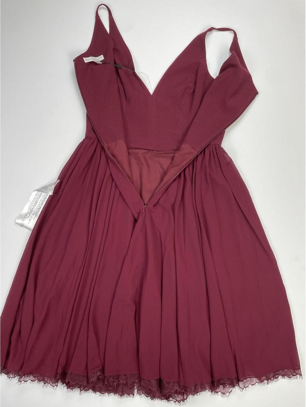 Dress the Population Wine V-Neck Chiffon Midi Dress - Picture 7 of 12